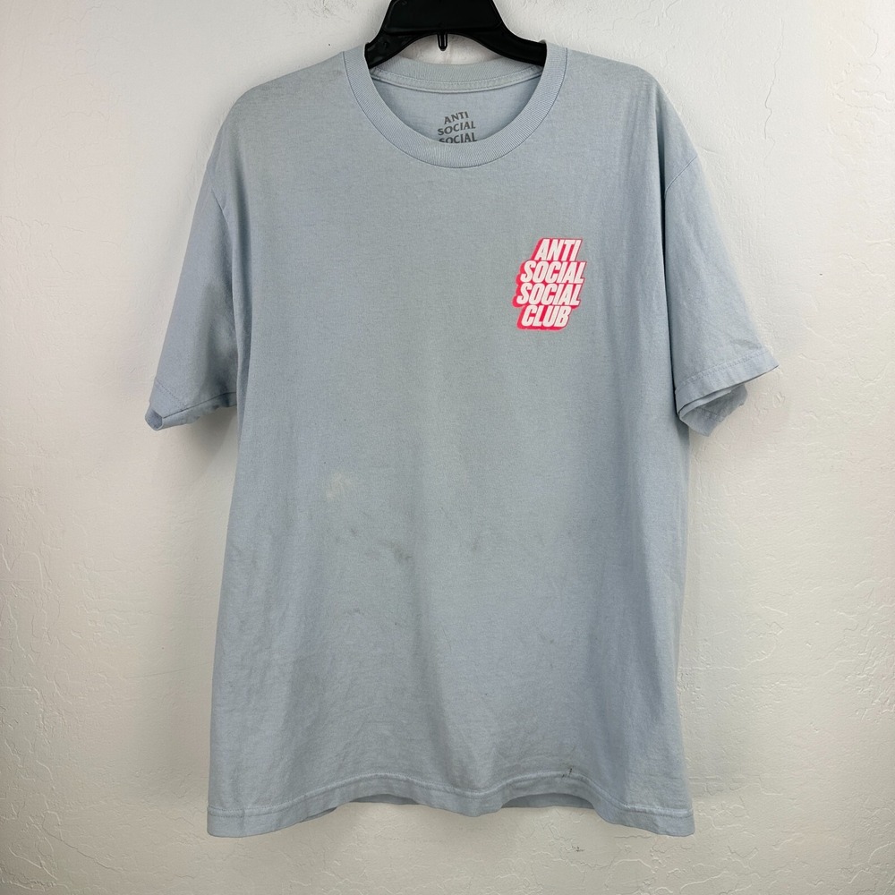 Anti Social Social Club T-Shirt Mens L Blue‎ Streetwear Grunge Skate Bright Logo